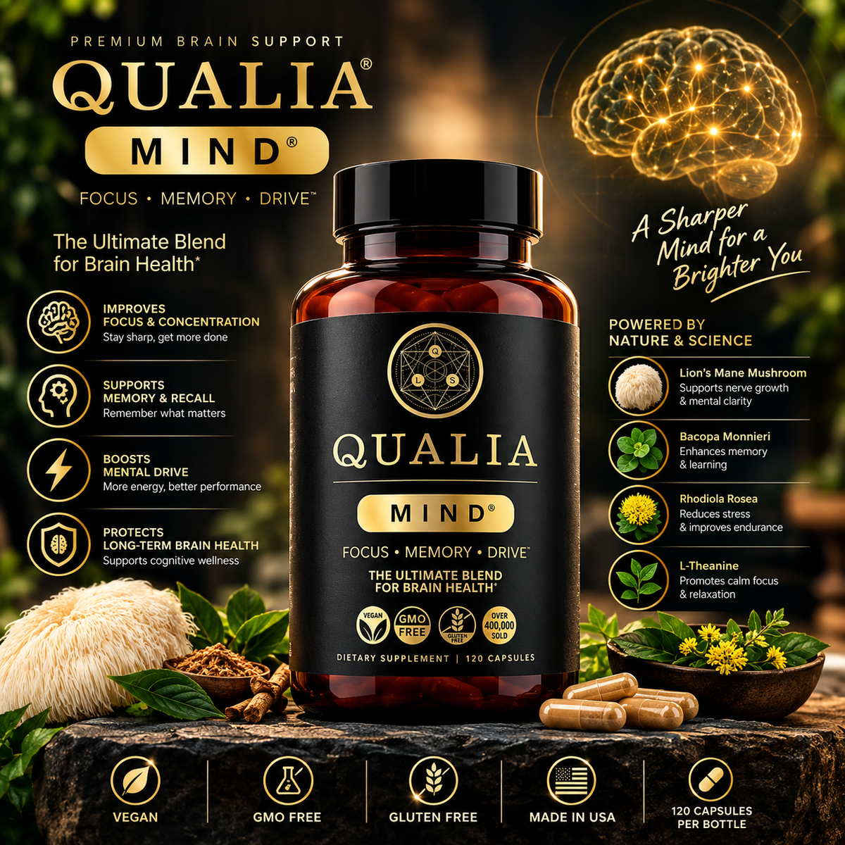 NEUROHACKER COLLECTIVE Qualia Mind | Doctor-Formulated Nootropic to Fuel Focus & Concentration