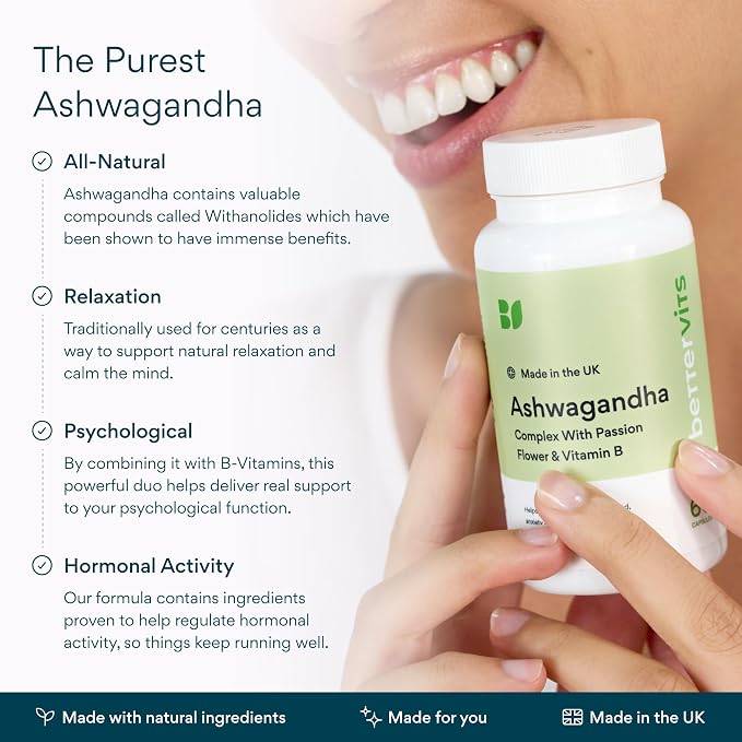 Bettervits Organic KSM-66 Ashwagandha 800mg Supplement 60 Capsules