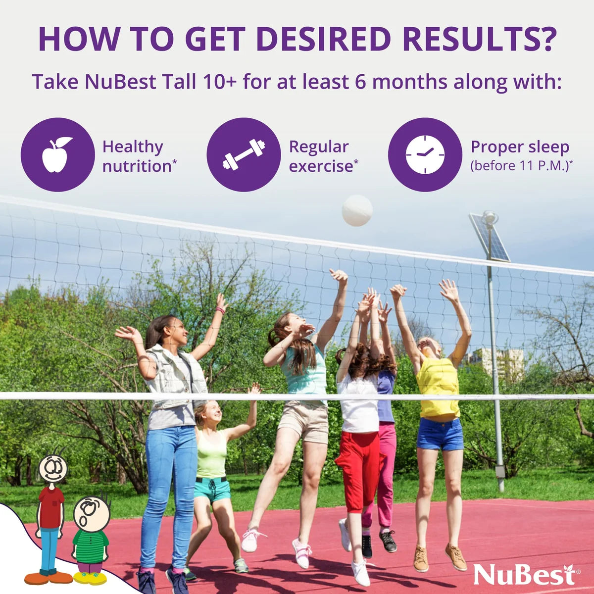 NuBest Tall 10+ Premium Bone Strength Formula, Enhanced Immunity and Overall Health for Age 10+ with Calcium, Vitamin D3, Vitamin K2, and Multivitamins | 60 Capsules | 1 Month Supply