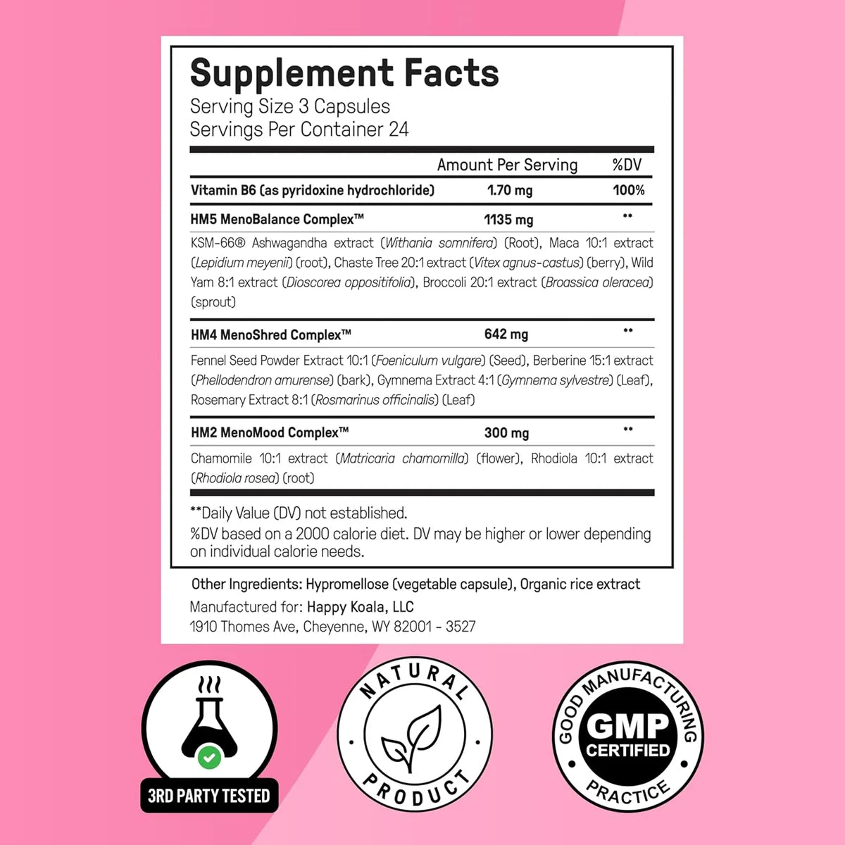 Happy Mammoth Hormone Harmony Natural Hormonal Support for Women 72 Capsules