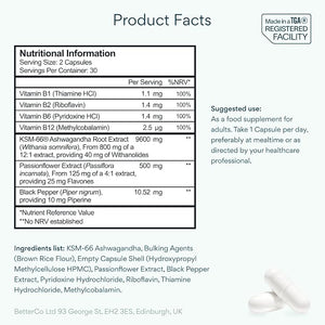 Bettervits Organic KSM-66 Ashwagandha 800mg Supplement 60 Capsules