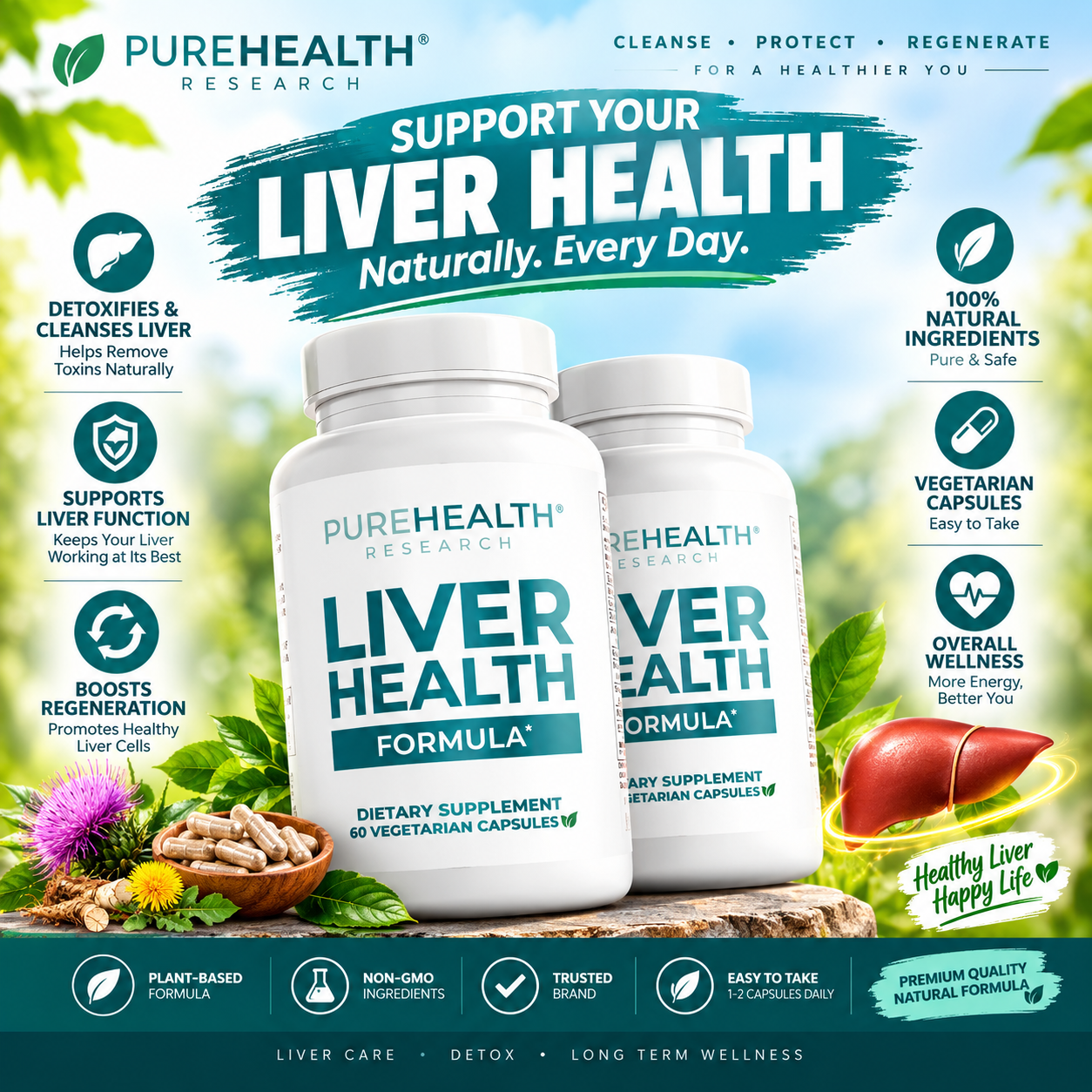 PUREHEALTH RESEARCH Liver Health – Advanced Liver Cleanse, Detox & Repair Support