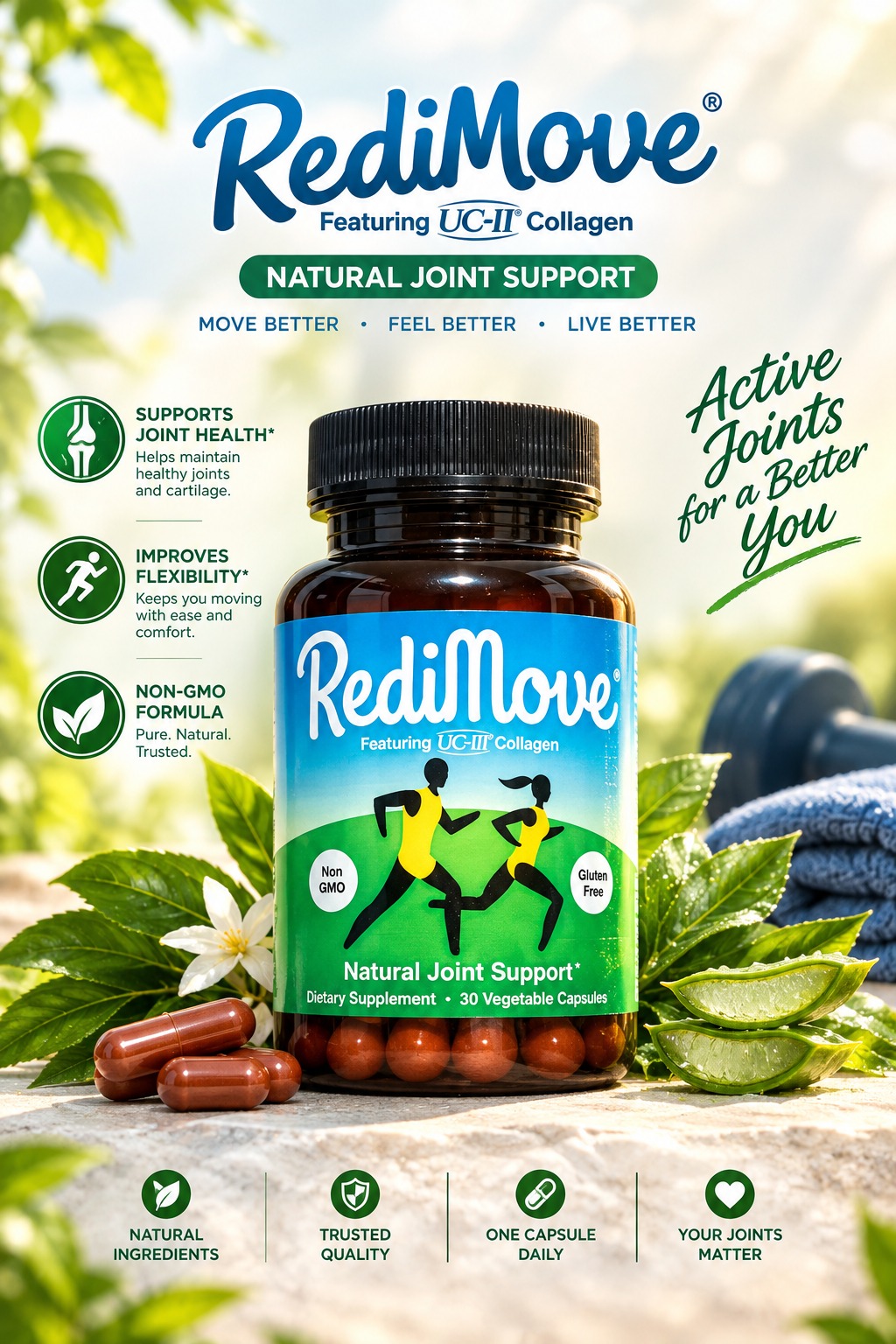 Natural Joint Support Supplement - Non-GMO, Gluten-Free