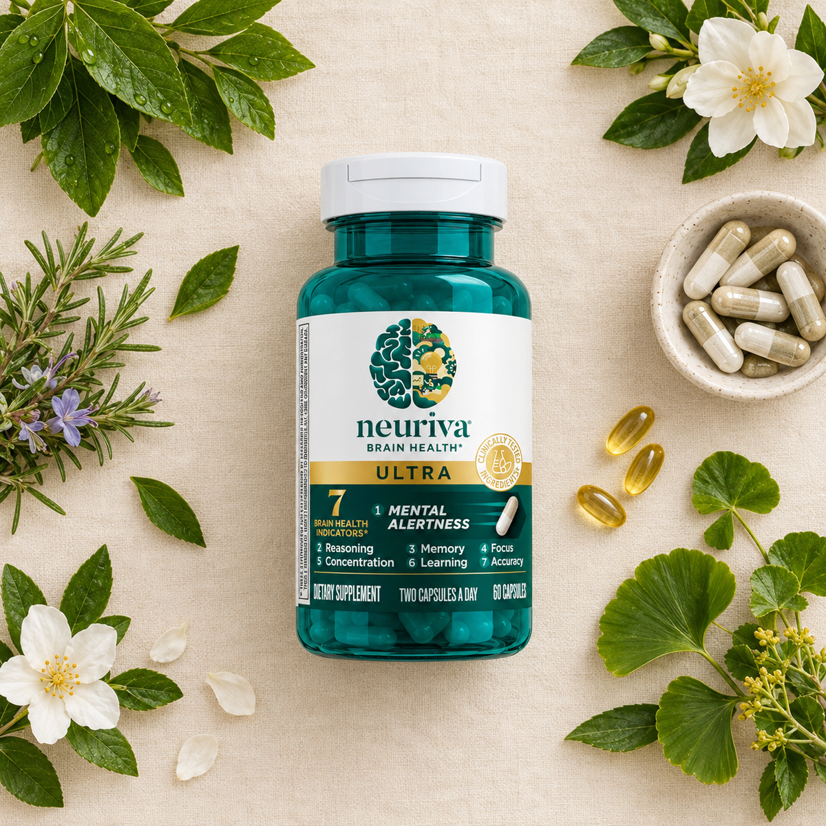 NEURIVA Brain Health Ultra Mental Alertness Supplement 60 Capsules