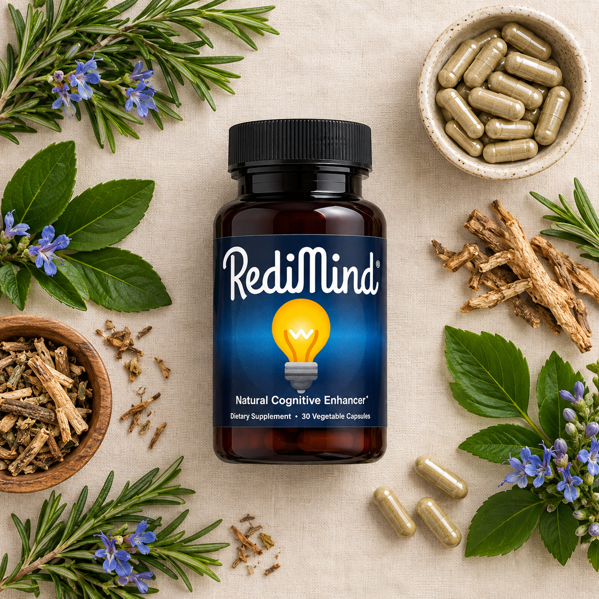 RediMind – Natural Brain Booster & Memory Support (Vegan, 30 Capsules)