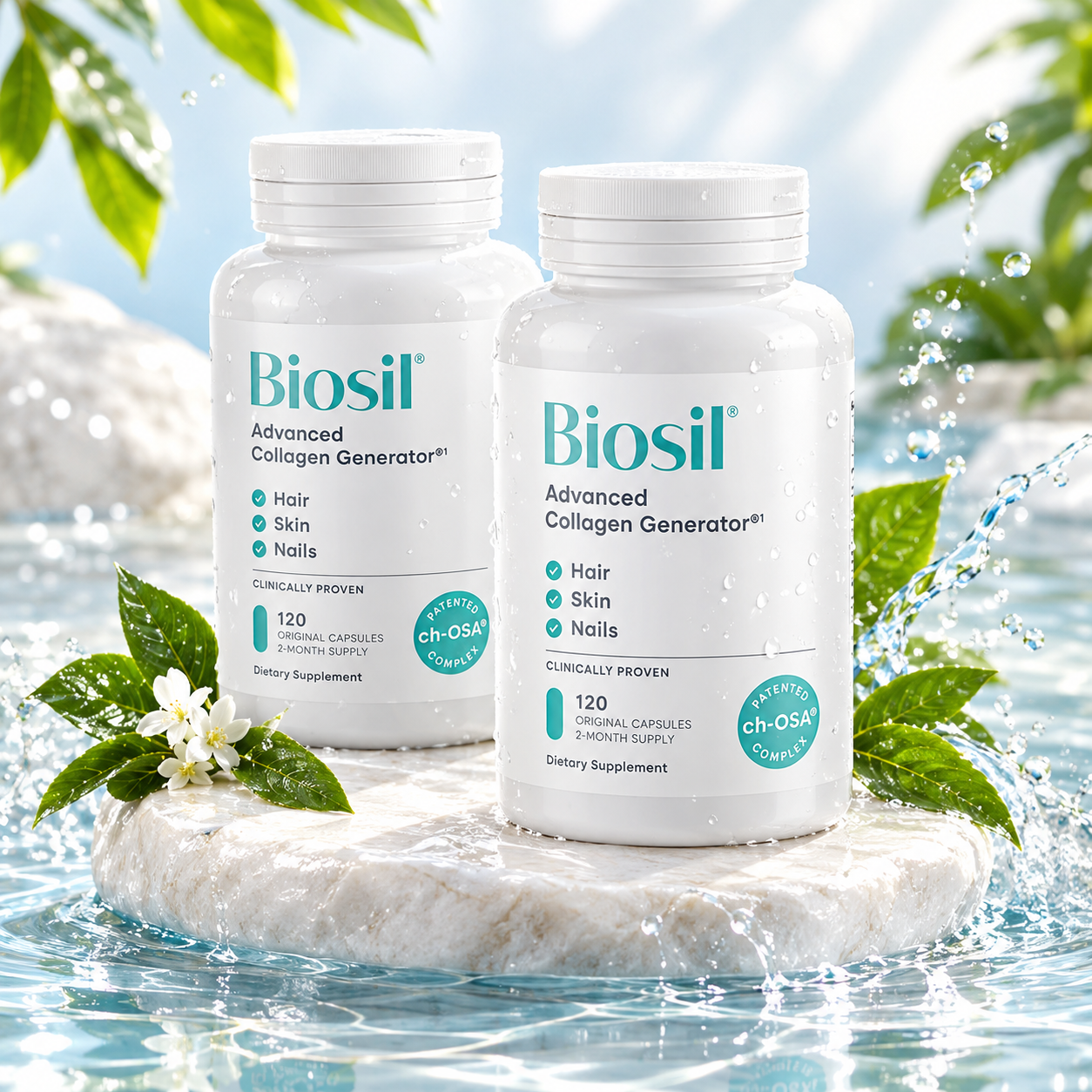 Biosil Collagen Generator - 120 Original Capsules Pack of 2 - with Patented ch-OSA Complex - Generates & Protects Your Own Collagen - GMO Free - 60-Day Supply