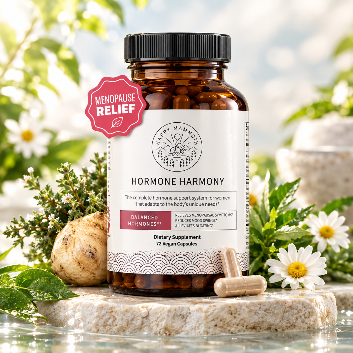Happy Mammoth Hormone Harmony Natural Hormonal Support for Women 72 Capsules