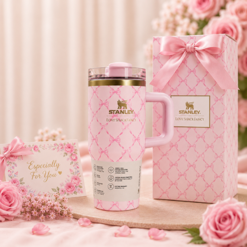 LoveShackFancy x Stanley Pink Bow Tumbler Gift Box Set 591ml