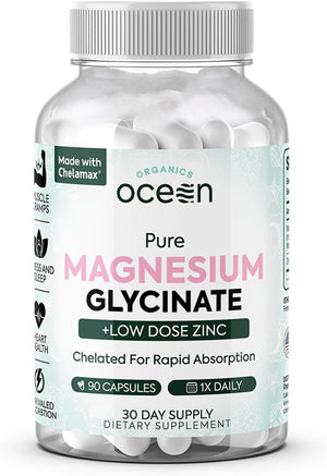 Magnesium Glycinate Low Dose Zinc Chelated Supplement 90 Capsules