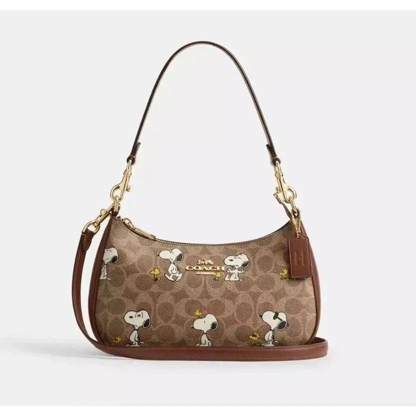 COACH CBJ88 Teri Shoulder Bag Signature Tan Brown