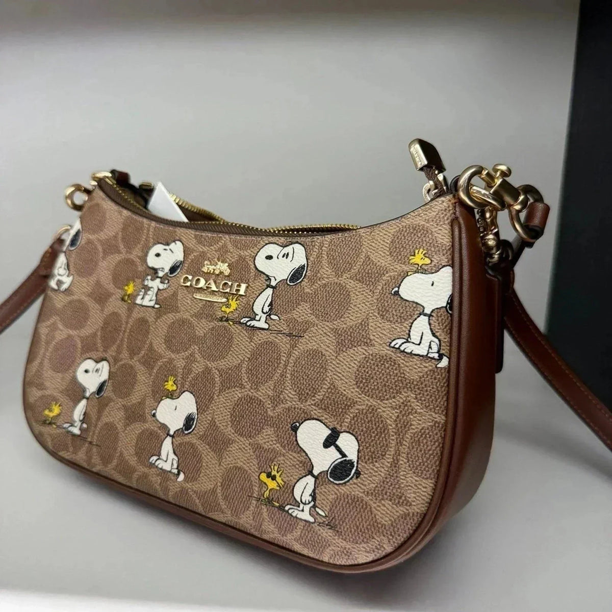COACH CBJ88 Teri Shoulder Bag Signature Tan Brown