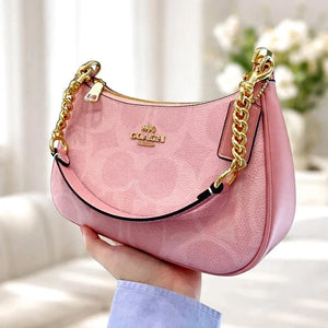 COACH Teri Shoulder Bag Signature Canvas Powder Pink