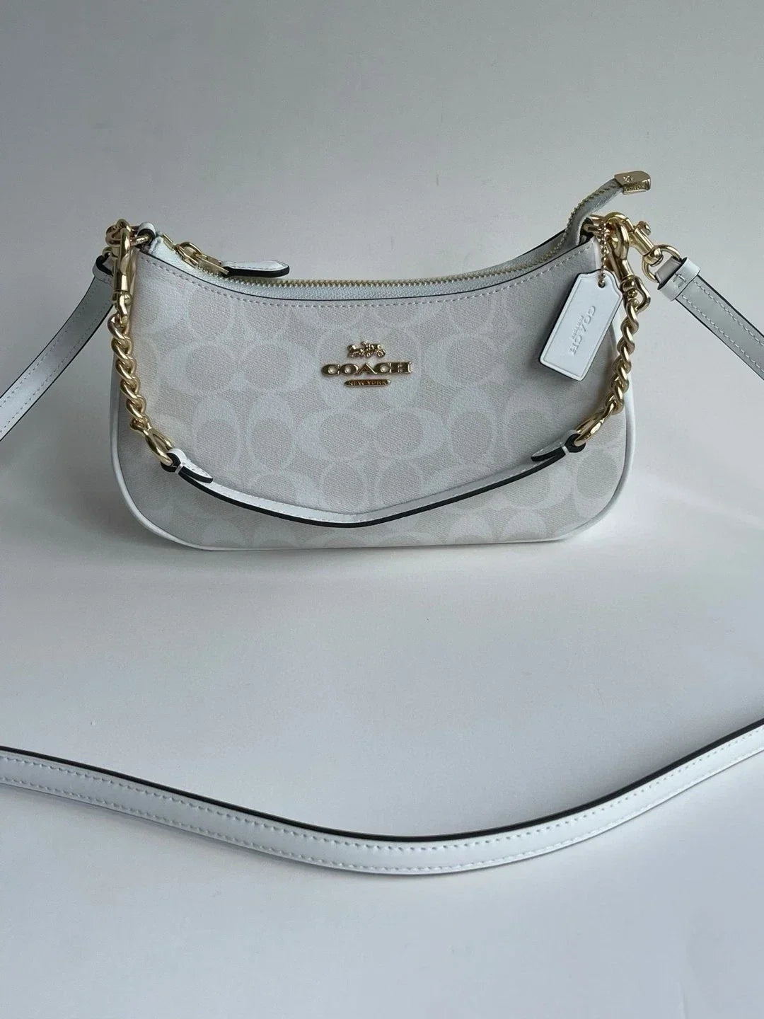 COACH CA548 Teri 2-Way Shoulder Bag Signature White