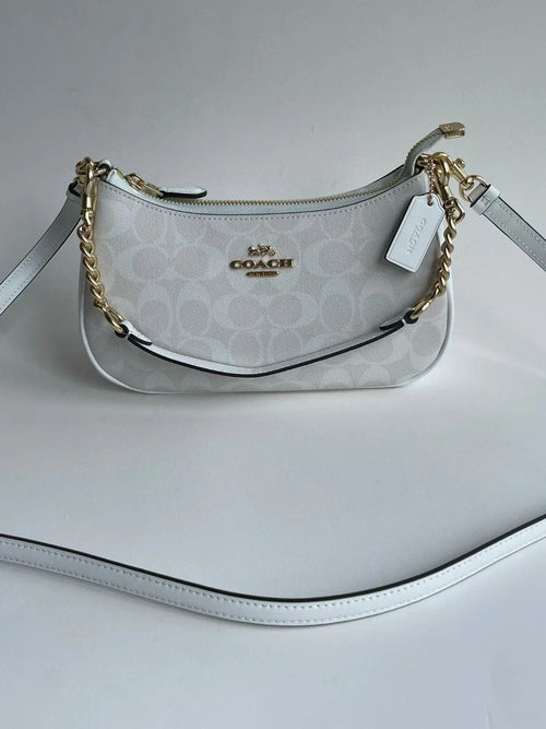 COACH CA548 Teri 2-Way Shoulder Bag Signature White