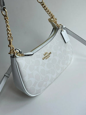 COACH CA548 Teri 2-Way Shoulder Bag Signature White