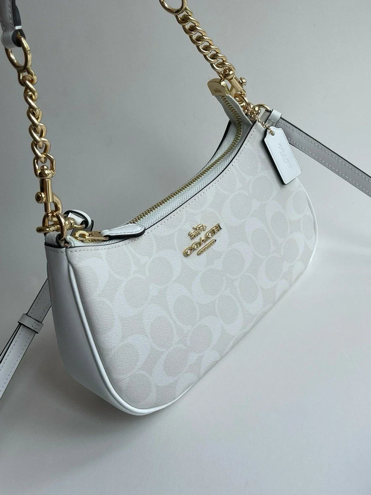 COACH CA548 Teri 2-Way Shoulder Bag Signature White