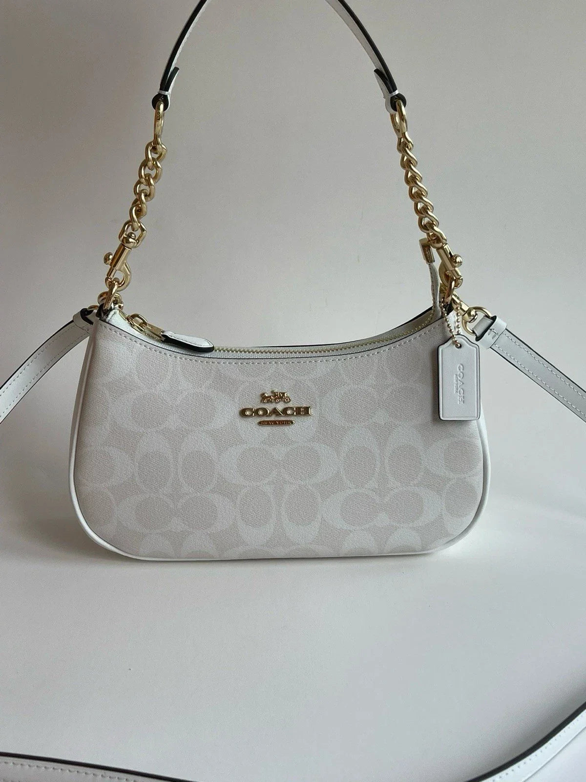 COACH CA548 Teri 2-Way Shoulder Bag Signature White