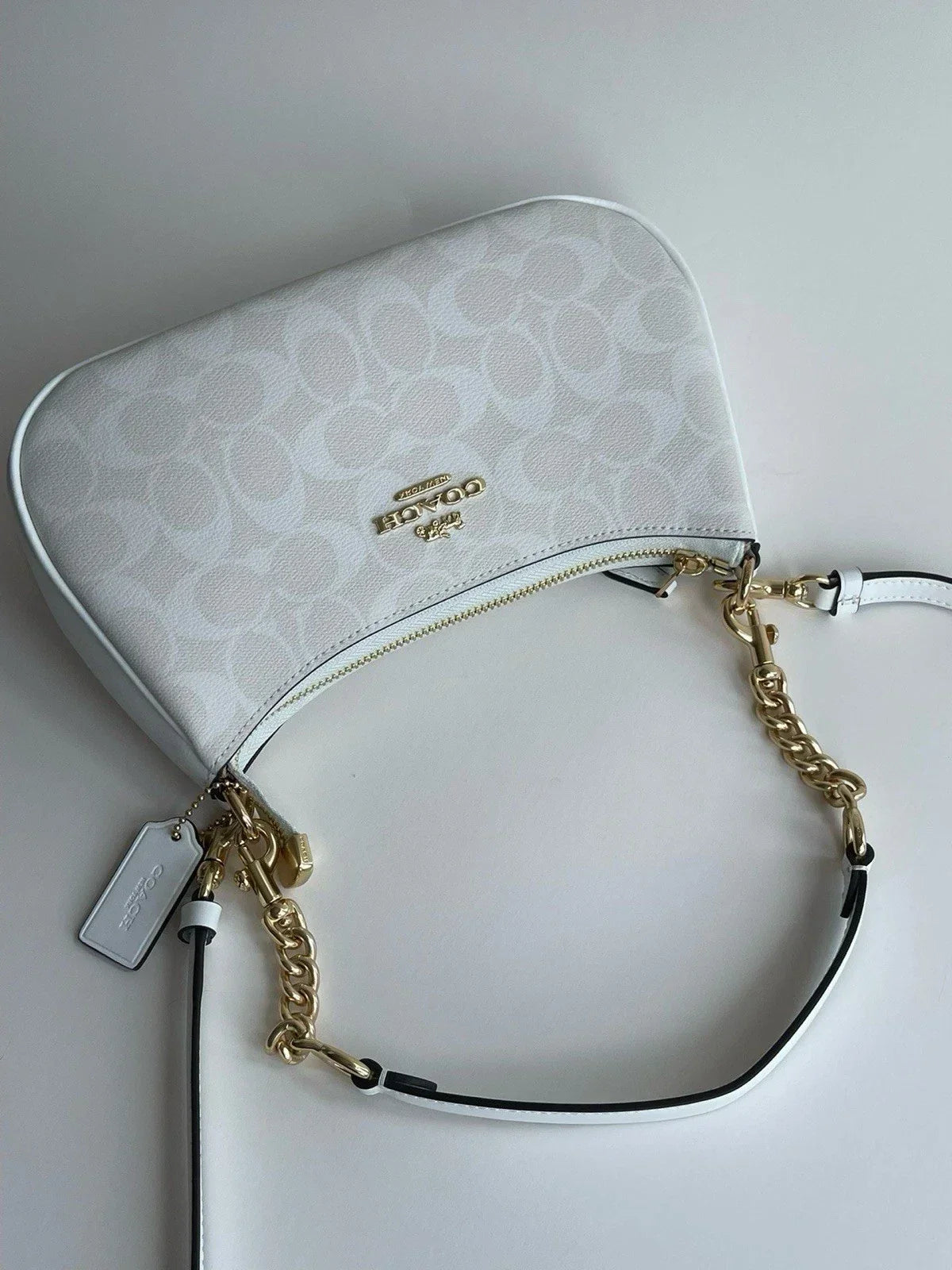 COACH CA548 Teri 2-Way Shoulder Bag Signature White