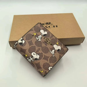 Coach X Peanuts Snap Wallet Signature Canvas Snoopy Print CBN32