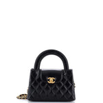 Chanel Kelly Top Handle Shopping Bag Quilted Shiny Aged Calfskin Mini