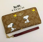 COACH x Peanuts Snoopy Woodstock Long Zip Around Wallet Signature Khaki