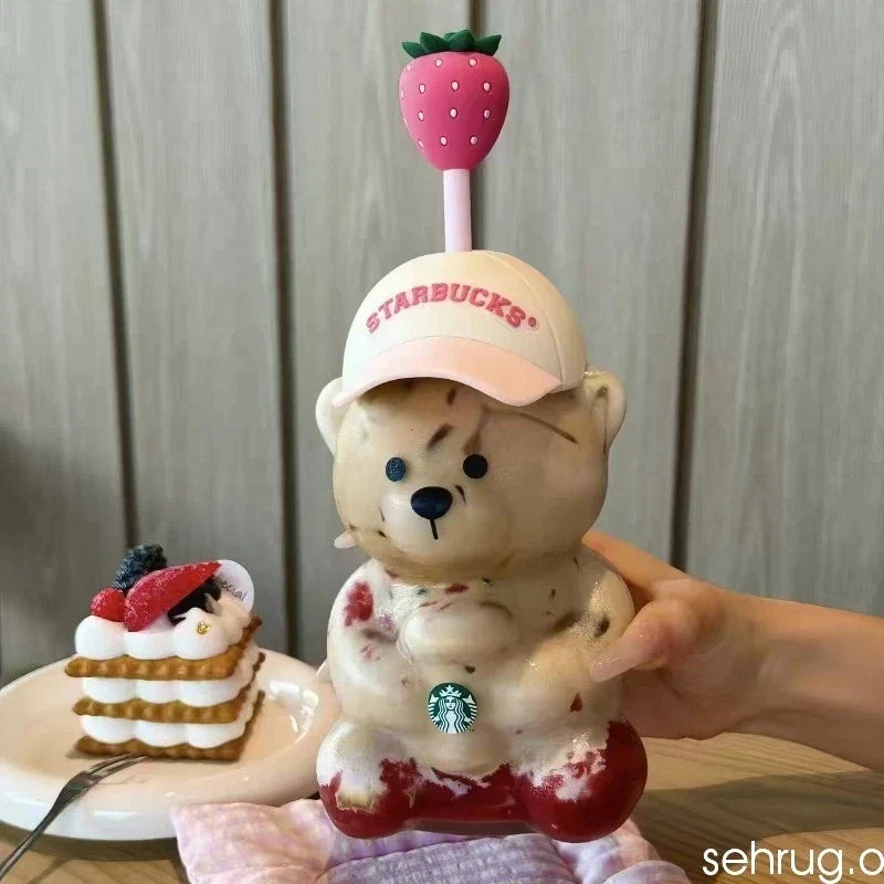 Starbucks Bearista Bear Cup Tumbler Strawberry Topper