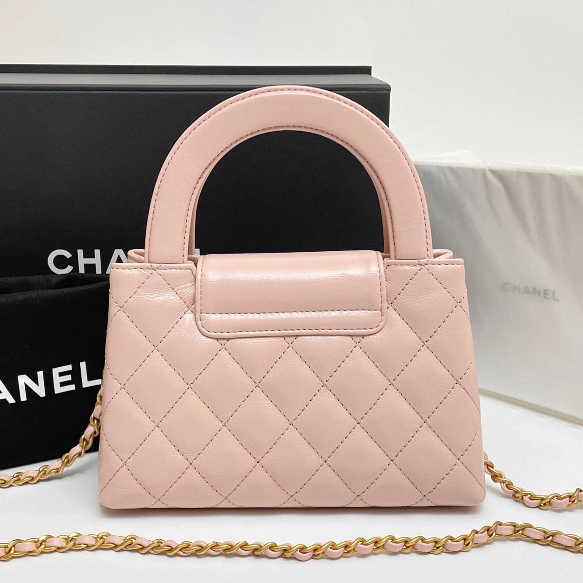 CHANEL Kelly Mini Shopping Bag Shiny Calfskin Pink 23K